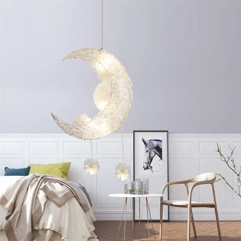Креативный светодиодный подвесной светильник в форме Луны, теплый декоративный подвесной светильник для детской комнаты, столовой, спальни