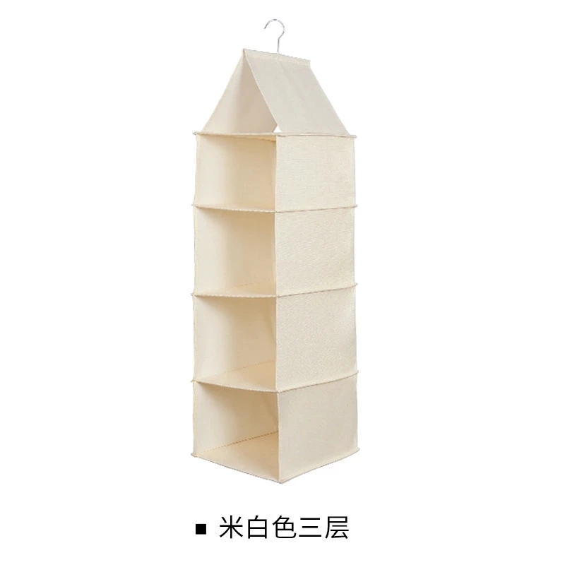 Beige four-layers Льняная хлопчатобумажная ткань для одежды, висящая сумка для хранения, выдвижной ящик, подвесной шкаф, органайзер для одежды DIY, органайзер для одежды, подвесная сумка - Цвет: Beige four-layers