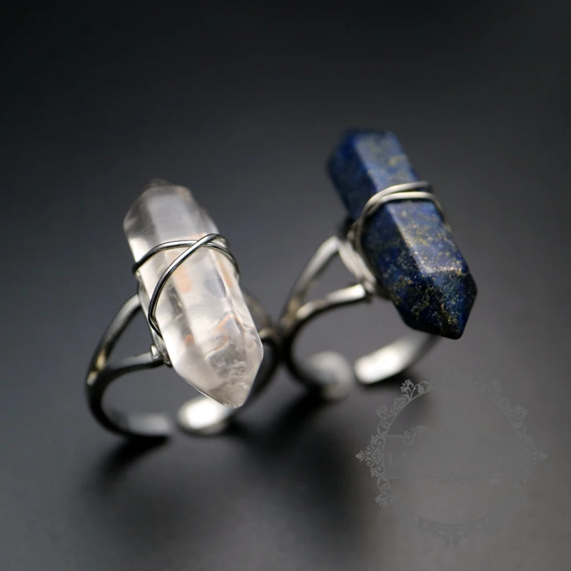 

blue lapis/crystal stone pillar fashion women adjustable wiring ring 6230010