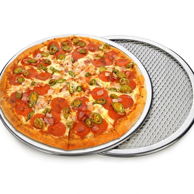 Plaque de Pizza antiadhésive en acier au carbone 26/28/32CM, ustensiles de  cuisson, plat profond rond, plateau de Pizza, moule - AliExpress