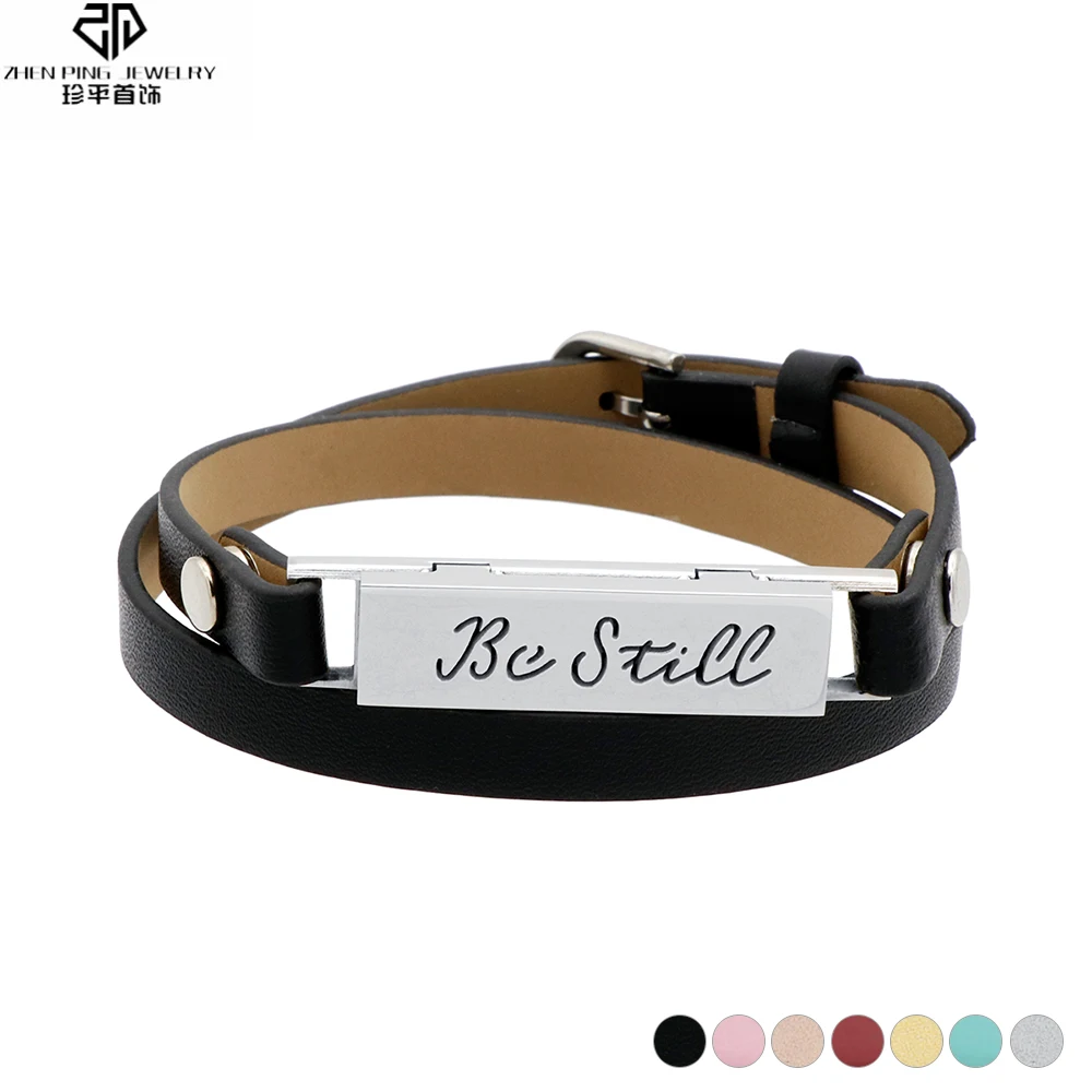 

2019 New Arrival Charm Genuine Leather Wrap Bracelet Women Essential Oil Diffuser Locket Bracelets Inspirational Gift