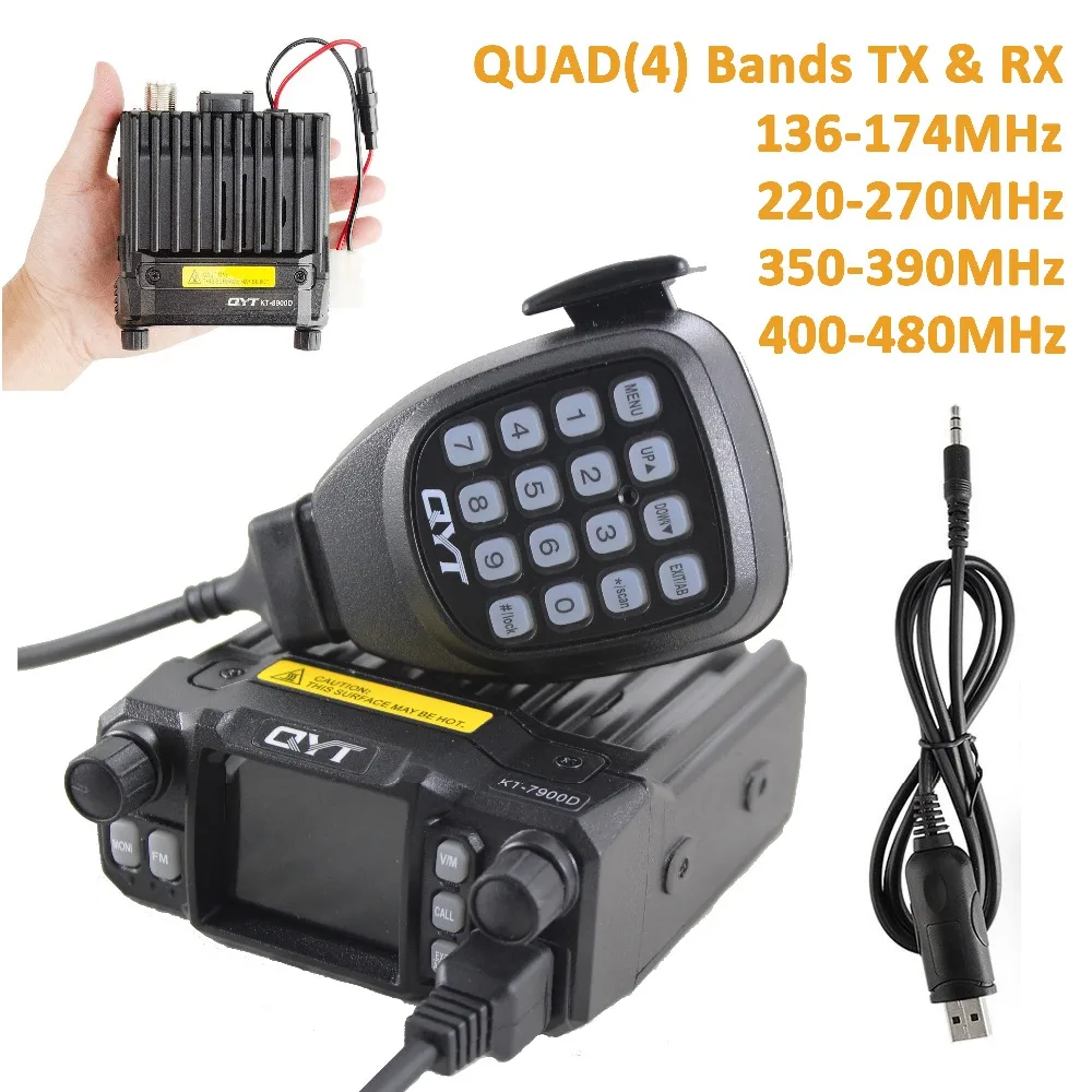QYT KT 7900D 4 Bands Vechile Two Way Radio Station with Programming Cable UPGRADE of QYT