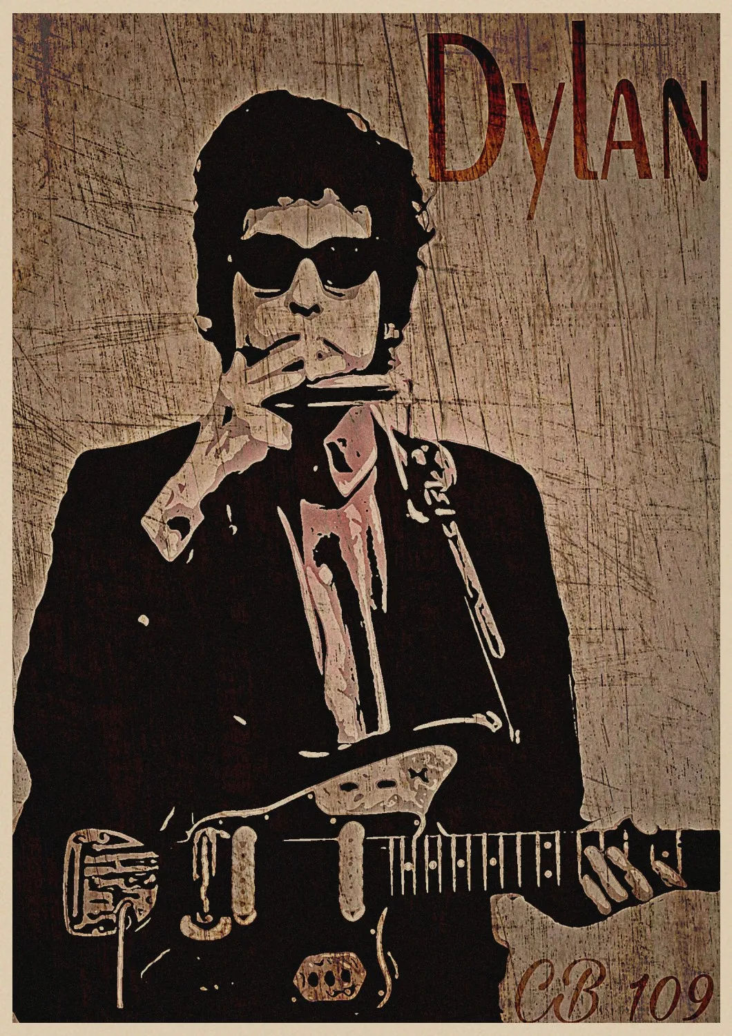 Bob Dylan poster  kraft paper posters decorative painting folk poet bar wall paintings retro poster  wall sticker 1001