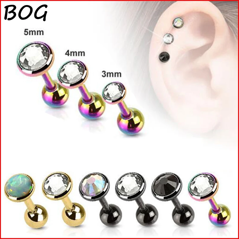 

Lot 3pc 316L Surgical Steel Gold Rainbow Black Ear Cartilage Tragus Helix Piercing Top Upper Ear Stud Earring Stud Body Jewelry