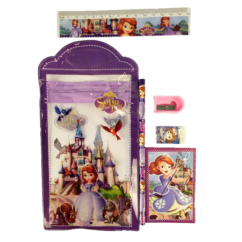

1 set pencil case school supplies stationery set kids cartoon cute Sofia pencil case pencil Bag for girls back to school