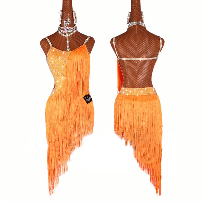orange tassel dress