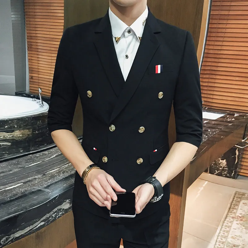 Safari Suit Summer Wedding Men's Suits | Double Half Sleeve Suit with Pant | Casual Blazer (Asian Size) image 5