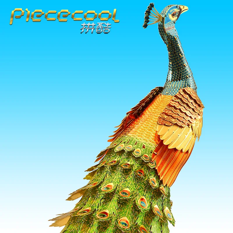 Piececool COLORFUL PEACOCK P102-NGB Creative gift 3D Metal Assembly Model Toy Jigsaw puzzle 2018 New arrival 3 sheets Piececool COLORFUL PEACOCK P102-NGB Creative gift 3D Metal Assembly Model Toy Jigsaw puzzle 2018 New arrival 3 sheets