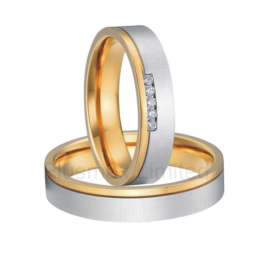 Anel de Casamento titanium no rust gold color wedding rings men and