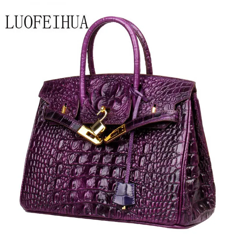 

LUOFEIHUA 2019 new luxury crocodile leather handbag handbag Fashion leather handbag shoulder messenger bag Platinum bag