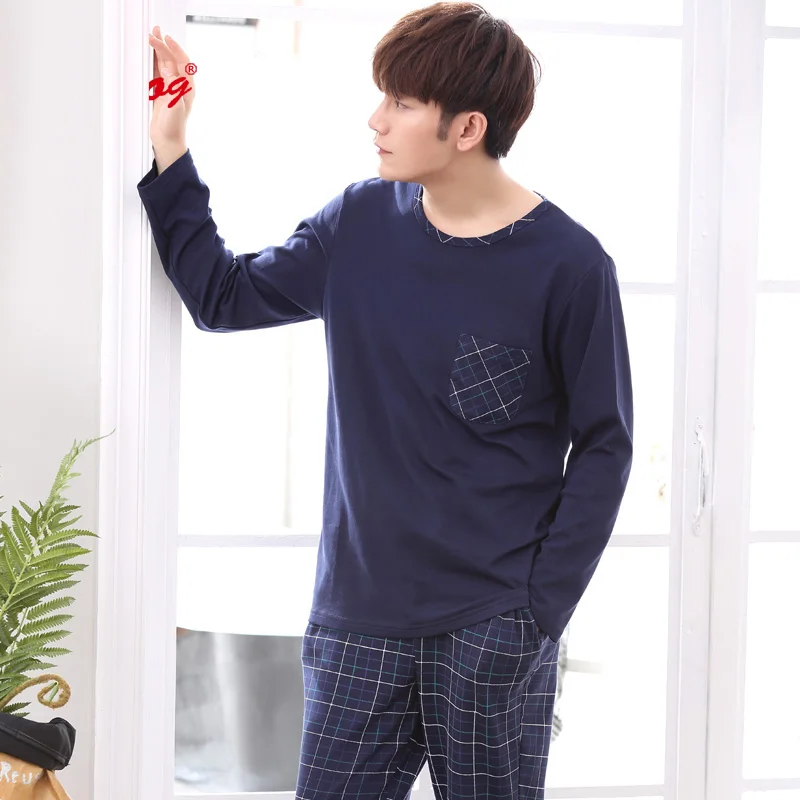 Najtaniej Yidanna z długim rękawem pijama bawełniana piżama zestaw dla mężczyzn plus rozmiar snu odzież casual nightie bielizna nocna mężczyźni piżamy garnitur jesień