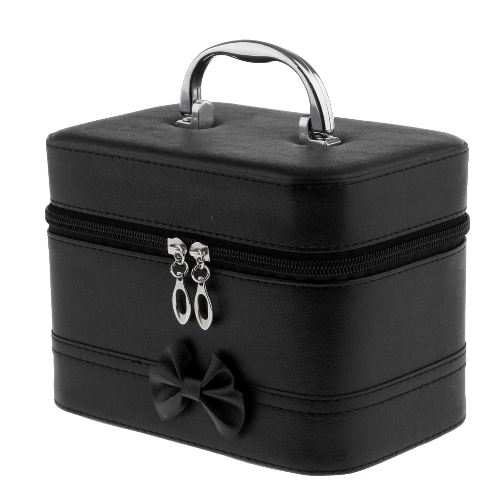 Portable Handbag Zipper Makeup Cosmetic Organizer Storage Case Box Black Rose Red Pink Blue Optional 2