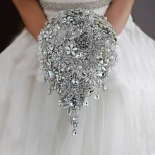 Iffo профессии пользовательские невесты руки холдинг букет капли воды ювелирные изделия раздел алмаз бабочки хрустальные лепестки DIY декор