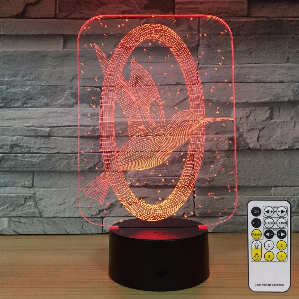

Hummingbird 3d Night Light Home Decorations 7 Colors Change with Remote Control Baby Night Light Beside Lamp Kids Lamp Drop Ship