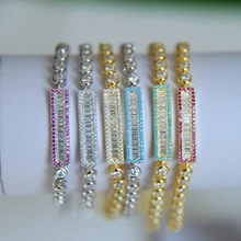 Новое поступление микро проложить кубический цирконий камень Регулируемая цепочка Теннисный браслет ювелирные изделия для женщин