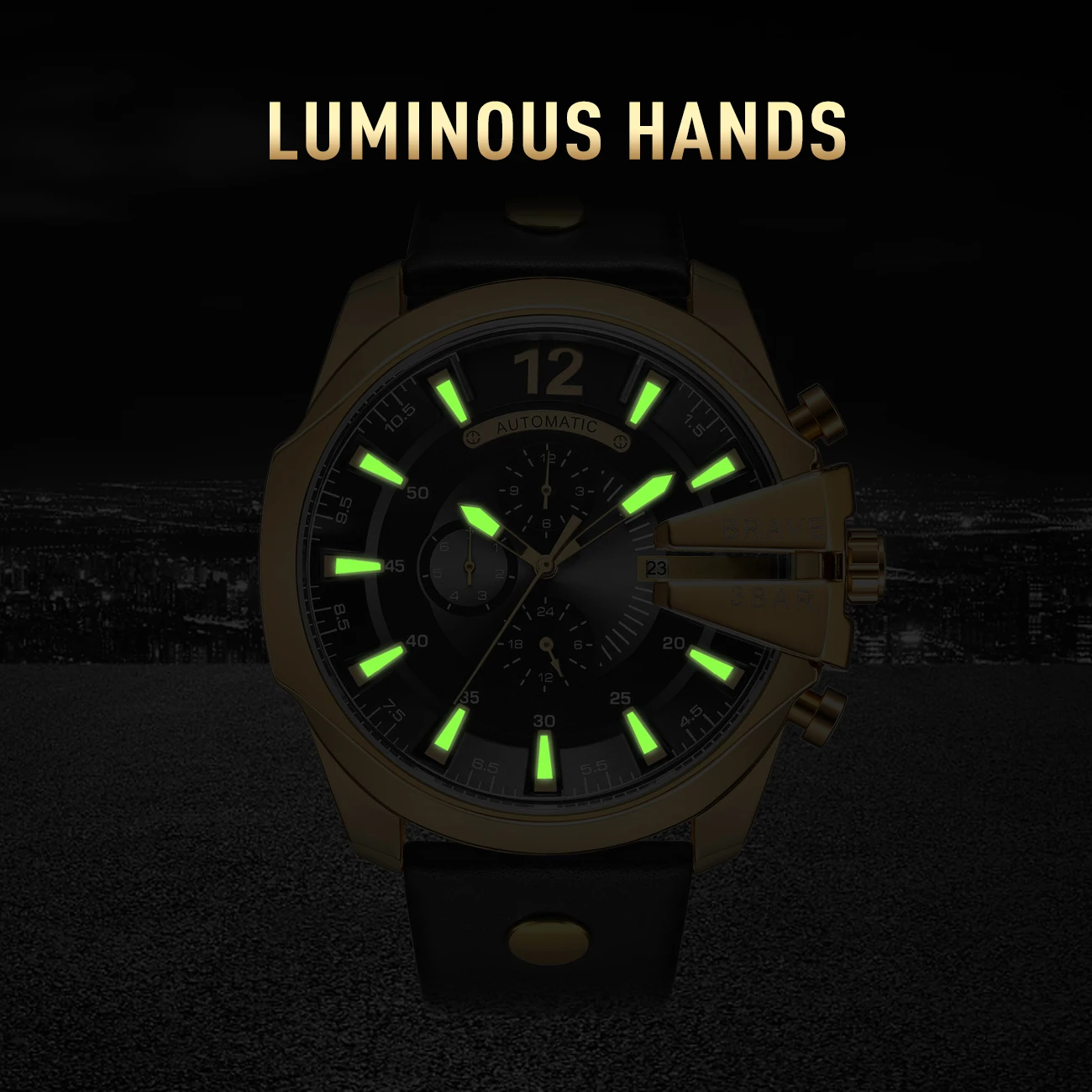 Geekthink أعلى الفاخرة التلقائي الميكانيكية ووتش رجال الرياضة الذاتي الرياح المعصم ووتش جلدية حزام الأزياء ساعة الذكور جديدة