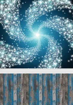 

150X220cm Cool fantastic blue wall wood floor costume wedding custom bokeh glitter wood background for photo studio free shippi