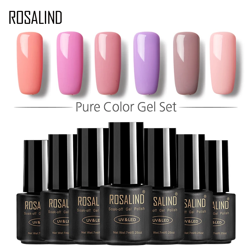 

ROSALIND 7ML Set & Kit Pure Colors Gel Nail Polish Soak Off UV LED Lamp Gel Manicure Nail Permanent Fast Dry Gel lacquer