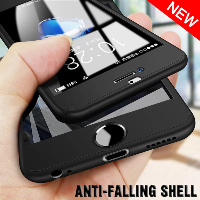 

360 Full Protective Anti-fall Phone Case on For iPhone 8 7 Plus 6 6s Case 5 5S SE X 10 Full Cover For iPhone XR Xs Max X Case