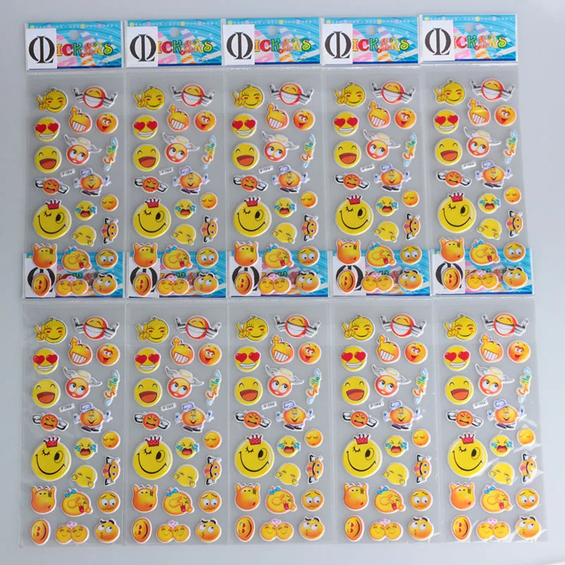 

1-6-10 Sheets Emoji Smile Face DIY Stickers Cute Kawaii Emoji Stickers Toys Gift For Kid Rewards For Mobile Phone Laptop Sticker