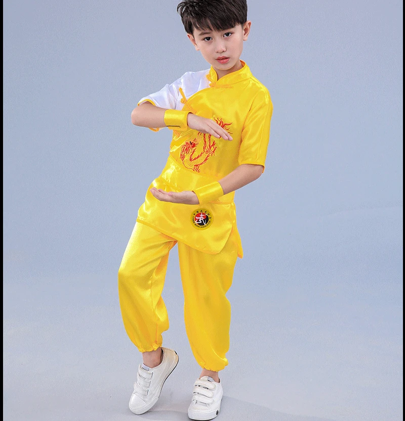 Новинка, китайский тренировочный костюм кунг-фу для мальчиков и девочек, детские танцевальные костюмы, Taiji Wushu, комплект одежды с вышивкой дракона