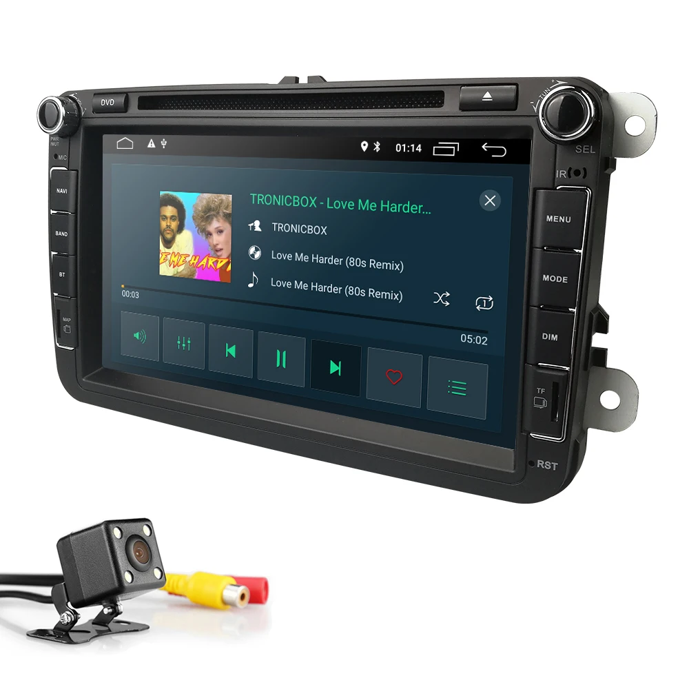 Best 8Inch Android 9.0 2 Din IPS Car DVD player For  V W/Golf/Tiguan/Skoda/Fabia/Rapid/Seat/Leon/Skoda Remote control Free camera IGO 3