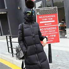 2016 New design winter jacket women parkas cotton down with glasses loose fit coat medium long patchwork plus size overcoat