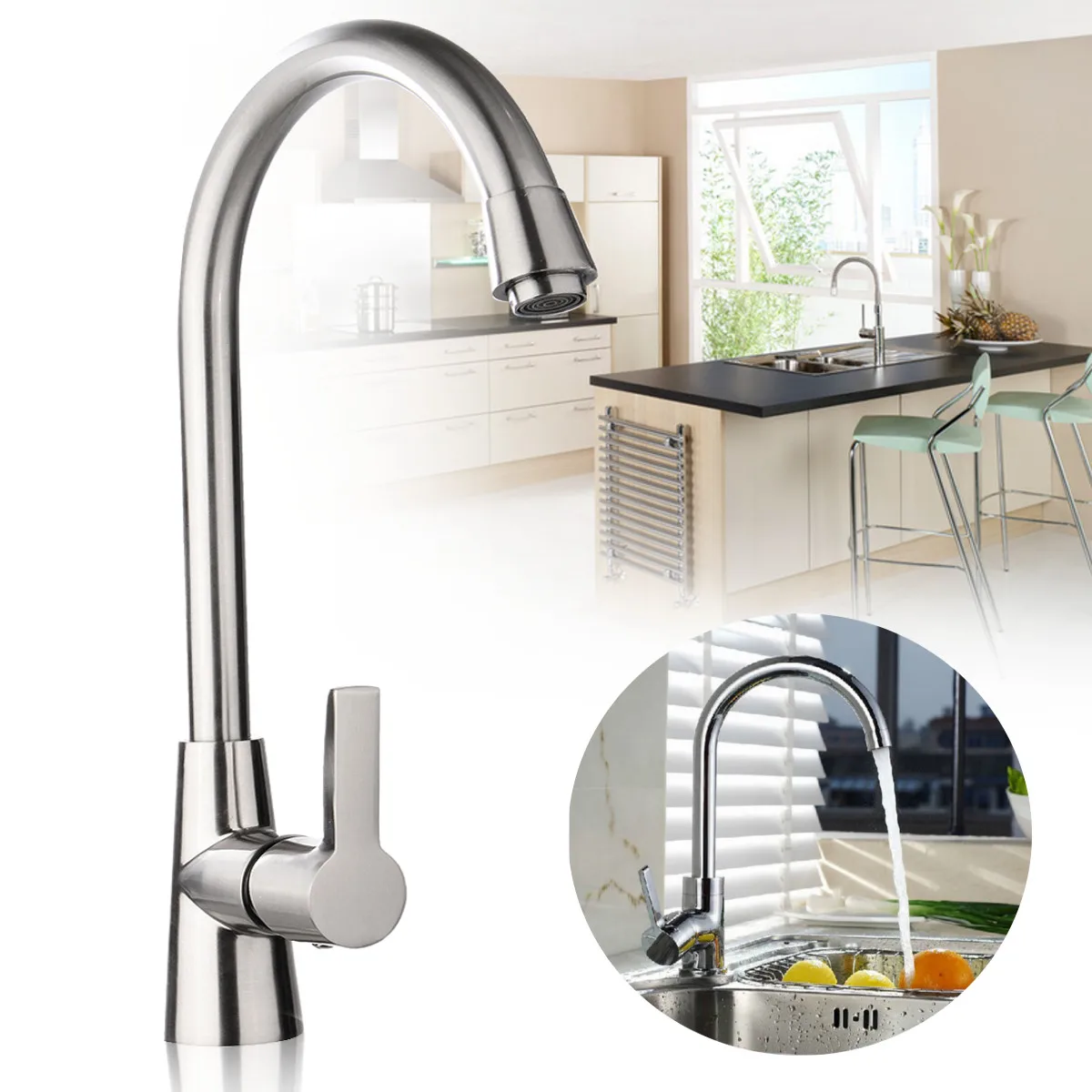 

Modern Kitchen Sink Basin Mixer Hot Cold Water Faucet Degree Rotation Spout Spray Tap for Home Kitchen Faucet