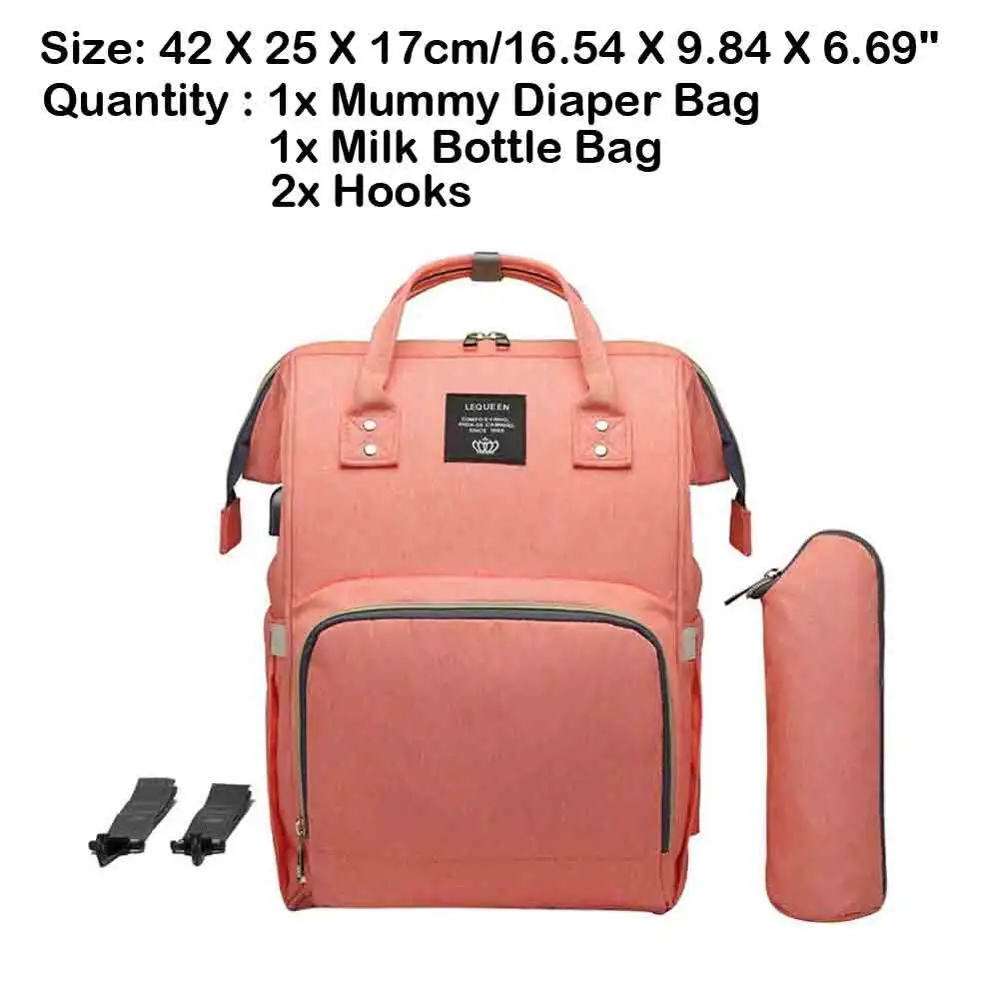 LEQUEEN USB интерфейс сумка для подгузников большой емкости Водонепроницаемый Мода мумия туристический магазин для беременных кормящих рюкзак органайзер для подгузников - Цвет: A3