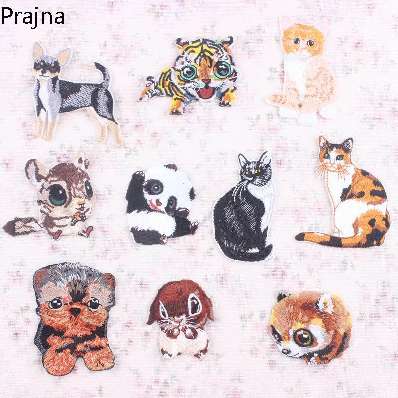 

1PCS Animal Dog Hedgehog Tiger Cat Patch Panda Badge Applique Cute Cheap Embroidered Iron On Cartoon Patches For Clothes Sticker