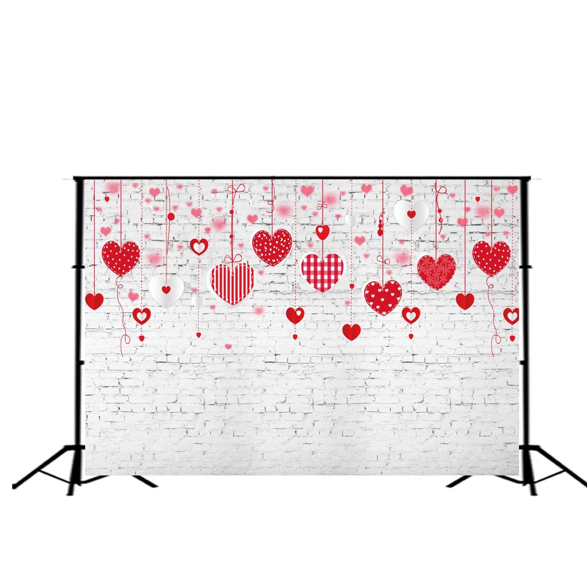 

HUAYI Background photography lovely pink love heart backdrop brick wall studio photo booth valentines day photo backdrop XT-7534