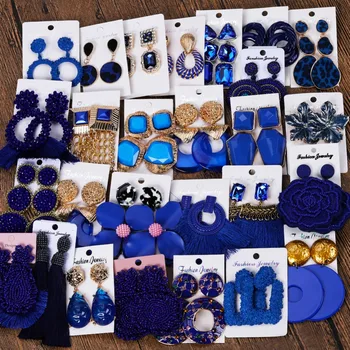 

Miwens Za 32 Designs Navy Dark Blue Color Boho Ethnic Trendy Vintage Fashion Punk Cute Drop Earrings Women Factory Jewelry A455
