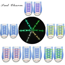 12 шт./компл. все шнурки без завязок с отверстиями силиконовой резины скольжения легко шнурки для кроссовок вечерние подарок в темноте