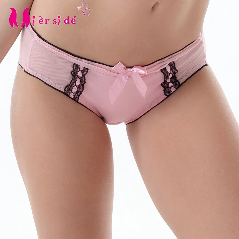 Женское кружевное нижнее белье Mierside ZB0039 ярко розовые/розовые стринги с оборками