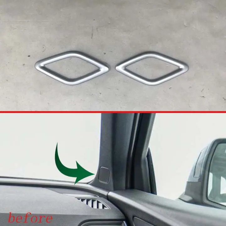 

For Audi Q5 FY 2018 2019 Decorate Accessories ABS Chrome Matte Interior Front Door Triangle Cover Trim A Pillar Trim Audio