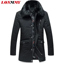 LONMMY 4XL Повседневная парка мужские пальто бархат утолщение Тонкий Модный меховой воротник куртка мужские зимние куртки Мужская ветровка Новинка