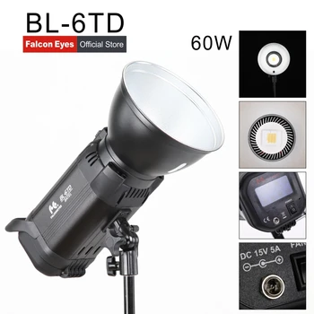 

Falcon Eyes Battery LED Light 60W Photography Light Bi-color Adjustable Color Temperature Fill Light BL-6TD CD5