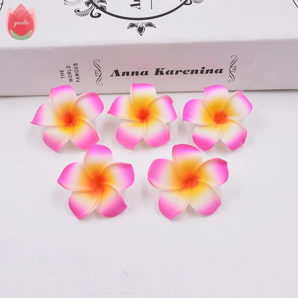 

Wholesale 100pcs 4cm Foam Hawaii Beach Flowers For Wedding Party Box Decoration DIY Artificial Garland Supplies Summer Wreath