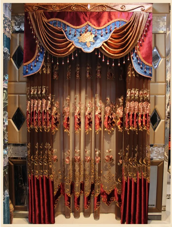 

Ready curtain for living room Blending fabric , free trim for different size, 1644m3, customize curtains