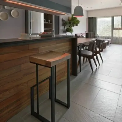 

American wrought iron wood bar stool home hotel front desk cafe bar chair fast food restaurant dessert shop high bar stool