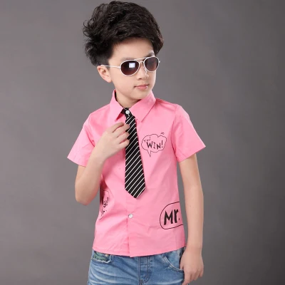 Повседневная рубашка для мальчиков белый и розовый Обувь для мальчиков Сорочки выходные для мужчин Garcon/Сорочки и рубашки для мальчиков 6bbl119