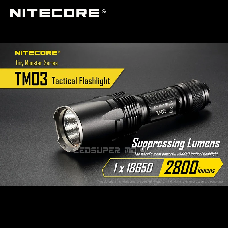 Маленький монстр серии Nitecore TM03 CREE XHP70 светодиодный тактический мощный фонарик 2800 люмен с бесплатной батареей 18650