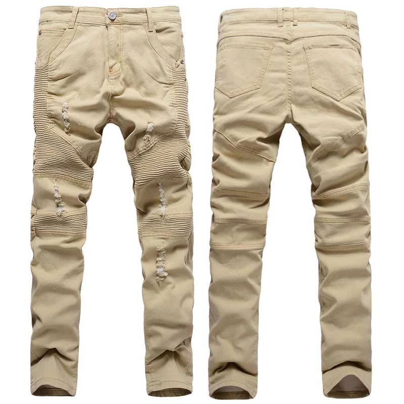 Khaki biker jeans Clearance