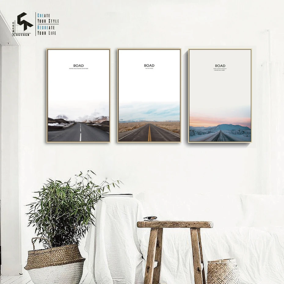 

CREATE&RECREATE Nordic Poster Road Posters And Prints Quote Wall Art Canvas Oil Painting Home Decorative Pictures CR1810105007