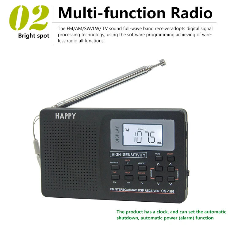 Coolvox CS-106 Полнодиапазонный цифровой стерео тюнер FM/AM/SW/LW/tv звук Полнодиапазонный приемник радио антенна с наушником