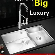 Квартира роскошный vogue кухня ручная раковина одинарная мойка 304 нержавеющая сталь большая Горячая 81x43 см