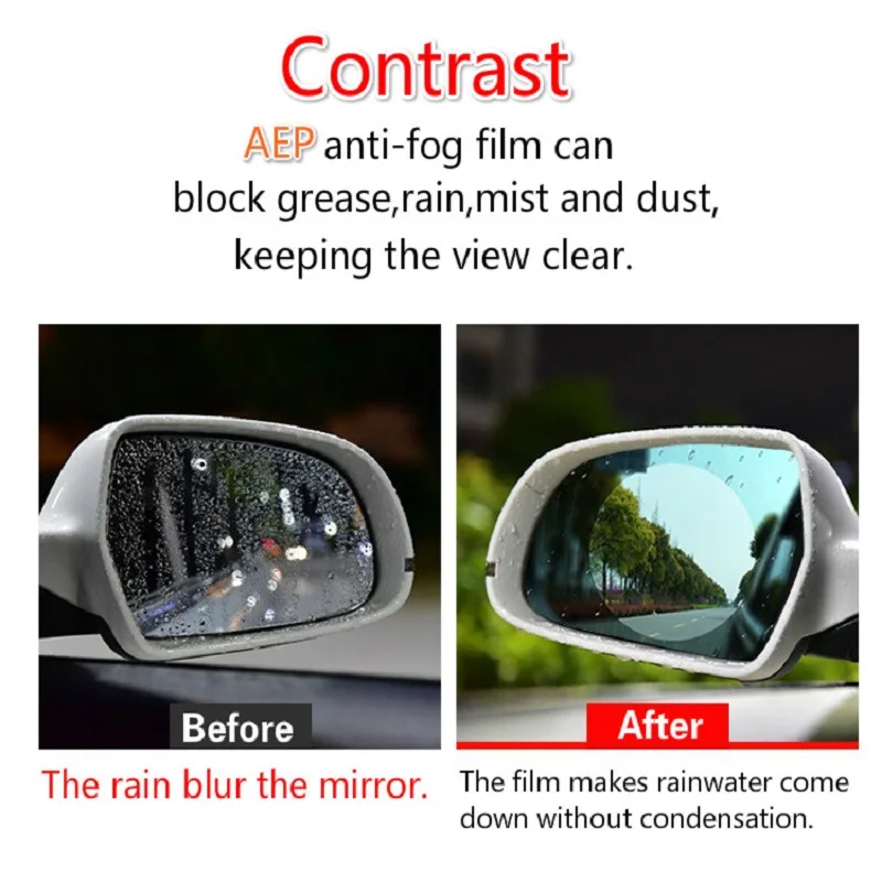 

Free Shipping Motorcycle Car Window Glass Rearview Mirror Protective Film Anti Fog Clear Rainproof Rear View Mirror Parts 2PCS