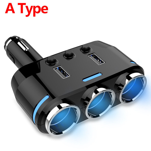 Car Cigarette Lighter Socket Splitter Plug USB Charger Voltage Display Adapter 100W on Auto Cigarette Lighter Accessories
