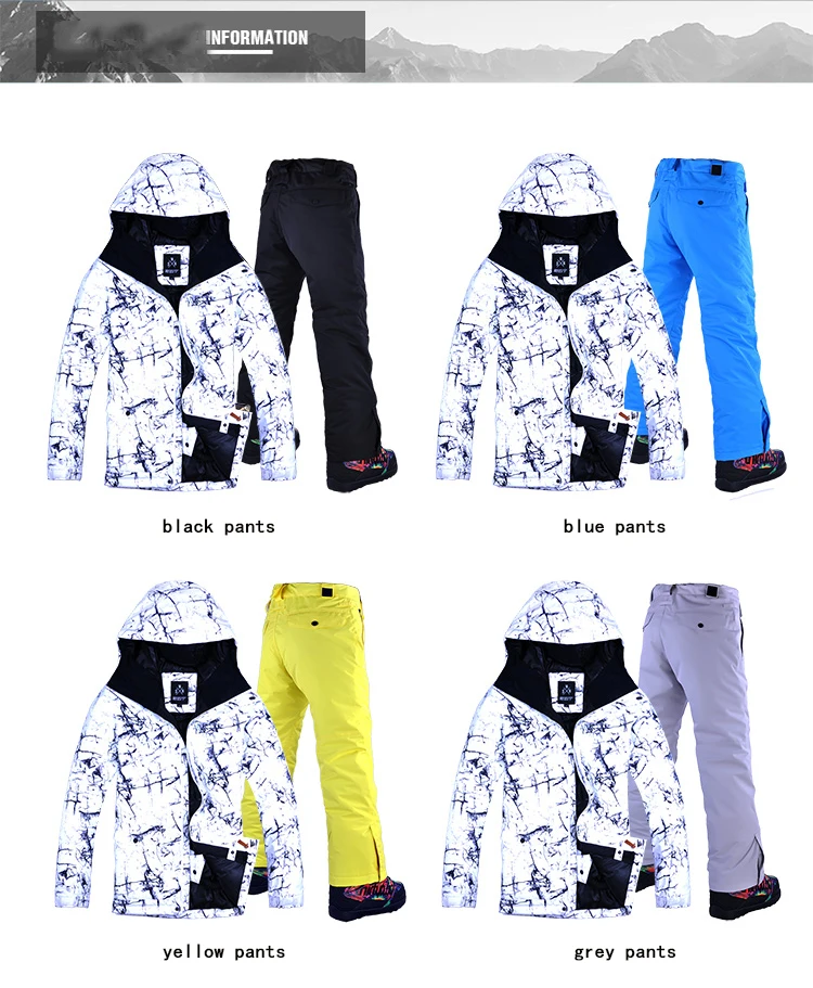 Бренд, мужские лыжные наборы, Сноубордическая куртка и штаны, ветрозащитный лыжный костюм, мужской водонепроницаемый теплый комплект для сноубординга