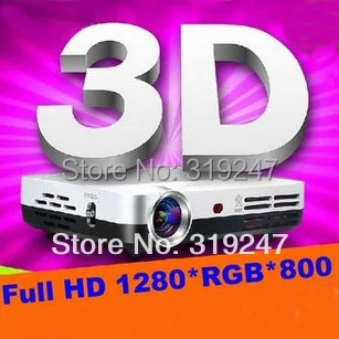 Новинка! DLP мини затвора 3D HD 1080 P Родной 1280*800 конвертировать 2D в удивительный